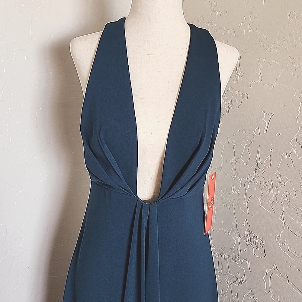 MONIQUE LHUILLIER Plunging Neckline Midi Dress - Picture 5 of 7